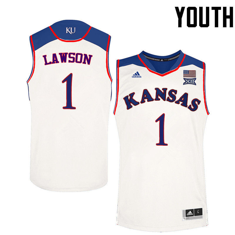 Youth Kansas Jayhawks #1 Dedric Lawson College Basketball Jerseys-White